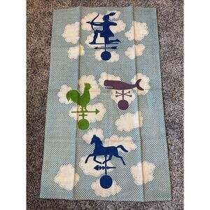 Vintage MCM 100% Linen Leacock Towel Weather Vane Indian Chicken Horse Whale